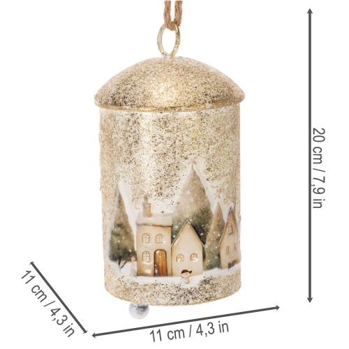 Bell with winter village motif