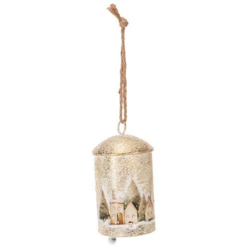 Bell with winter village motif