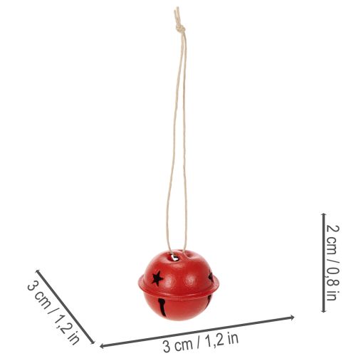 Bell-shaped decorative pendants with star motif, 3cm, 9 pieces | Floristik24.ie