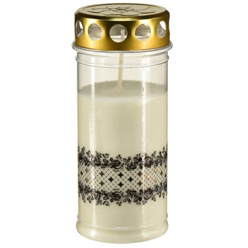 Floristik24 Grave candle border white gold black Ø7cm H18cm 77h