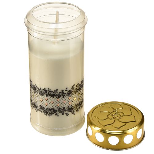 Floristik24 Grave candle border white gold black Ø7cm H18cm 77h