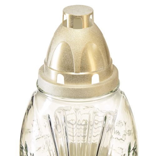 Floristik24 Grave light glass vase retro grave lantern clear white gold Ø11cm H26.5cm