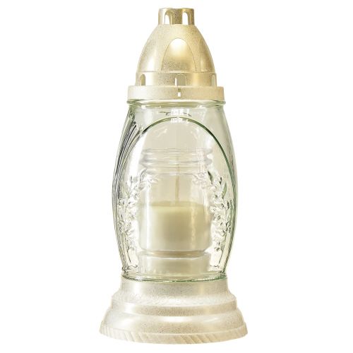 Floristik24 Grave light glass vase retro grave lantern clear white gold Ø11cm H26.5cm