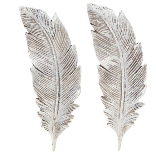 Product Grave decoration feather grey white grave decoration polyresin 15.5cm 4 pcs