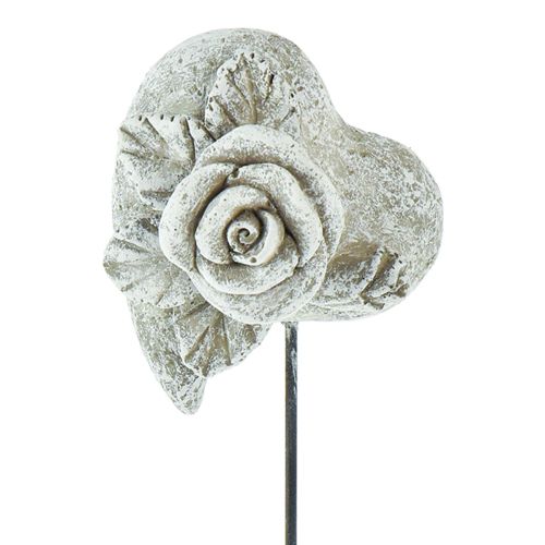 Floristik24 Grave marker heart memorial marker rose cast stone 5.5cm 6 pcs