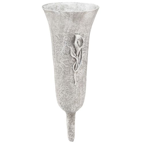 Floristik24 Grave vase Grey Vase to stick Calla motif H32.5cm