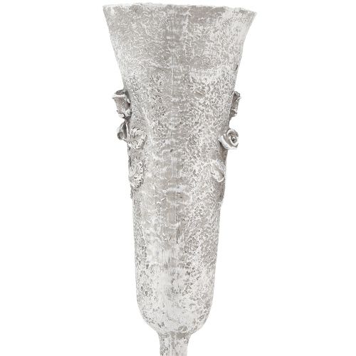 Grey grave vase with rose motif, 26cm high, 2 pieces | Floristik24.ie