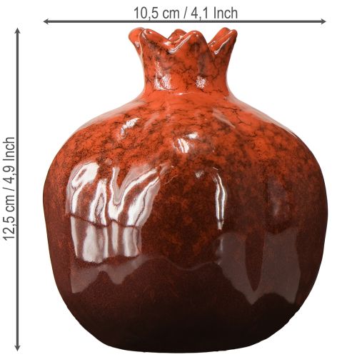 Pomegranate decorative vase ceramic red brown Ø10.5cm H12cm | Floristik24.ie