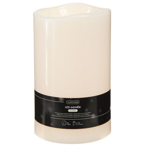 Large LED candle with timer, for outdoor use, warm white, Ø12.5cm, H20cm | Floristik24.ie
