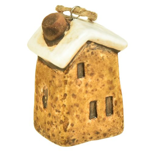 Floristik24 Ceramic Hanging Houses – Various Shades of Brown, Snow Coated Roofs – Charming Christmas Decoration – 6 pcs
