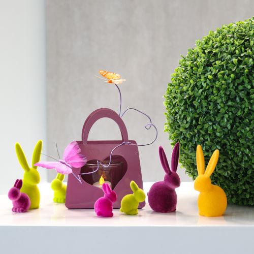 Floristik24 Rabbit flocked colorful H13cm assorted 6 pcs