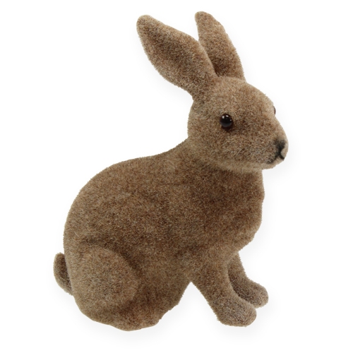 Decorative rabbit 14cm flocked 4 pcs.