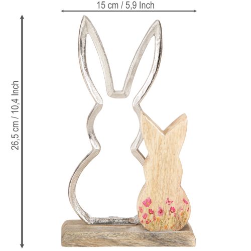 Product Rabbit mother with child rabbit decoration natural silver 26.5cm