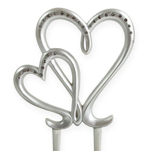 Floristik24 Decorative heart to stick silver 17cm
