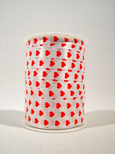 Floristik24 Heart ribbon white/red 10mm Simpatia 250m
