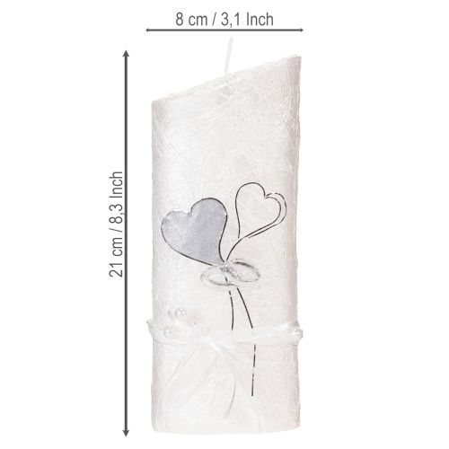 Product Wedding candle, silver wedding candle, white candle 210/85mm