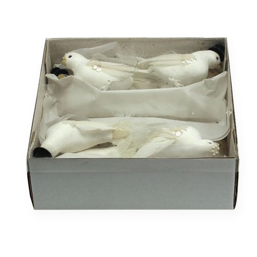Floristik24 Pair of doves with hat and veil 13cm 4 pcs