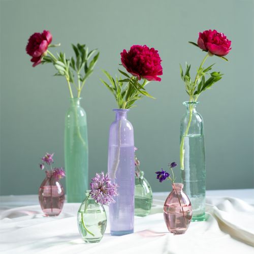 Product Tall flower vase purple bottles decorative glass Ø6.5cm H30cm