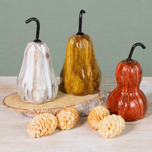 Product Wooden pear pear wooden decoration autumn red yellow white 12×6cm 3 pieces