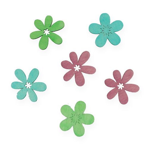 Floristik24 Scatter decoration wooden flowers colored assorted Ø4cm 72 pcs