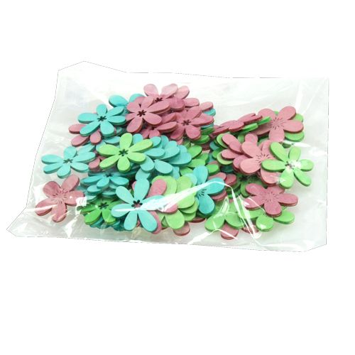Floristik24 Scatter decoration wooden flowers colored assorted Ø4cm 72 pcs