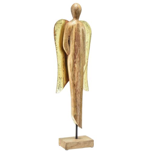 Floristik24 Wooden angel wooden figure angel decoration natural gold 17×9×60cm