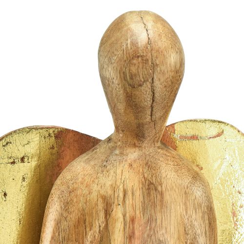 Floristik24 Wooden angel wooden figure angel decoration natural gold 17×9×60cm