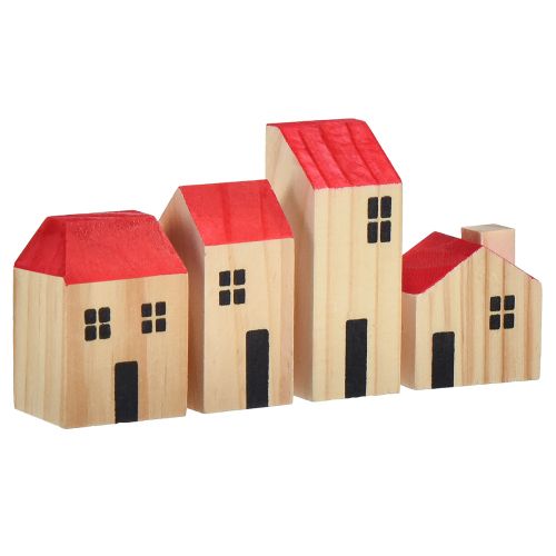 Wooden house decoration houses wood natural red 4 pieces