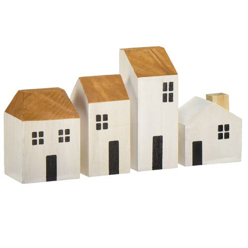 Floristik24 Wooden Houses Decoration Houses Wood White Brown 4.5-8cm 4 pcs