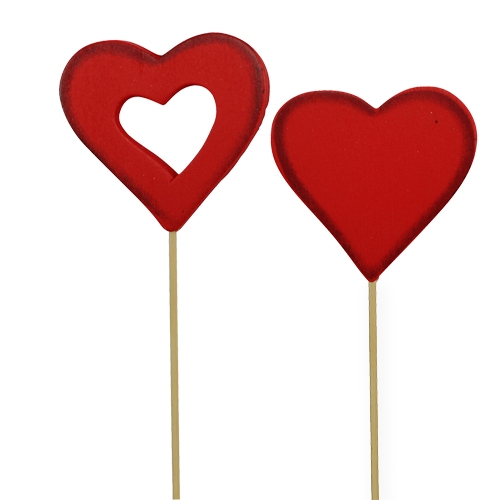 Floristik24 Wooden heart 5cm red 24pcs