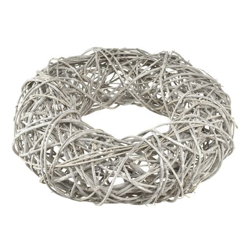 Wooden wreath decorative wreath rattan natural white Ø30cm H9.5cm | Floristik24.ie