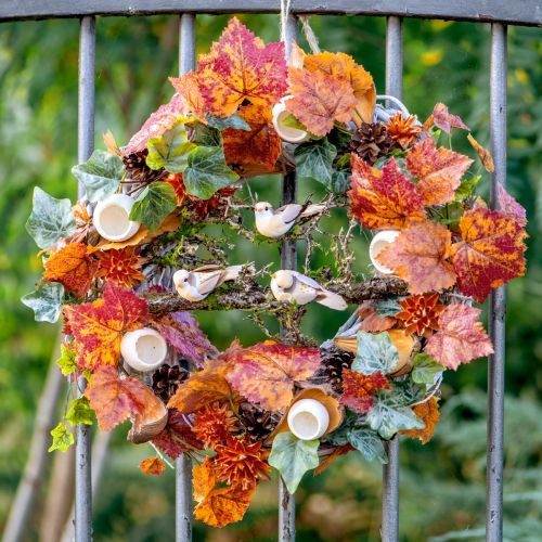 Floristik24 Wooden wreath decorative wreath rattan natural white Ø30cm H9.5cm