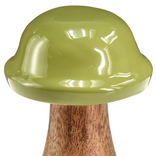 Product Wooden mushrooms decorative mushrooms wood grey green Ø6cm H10cm 2pcs