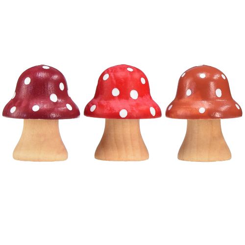Product Wooden Mushrooms Decorative Mushrooms Wooden Mini Toadstools Red Orange 4cm 12 pcs