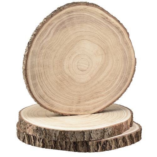 Product Natural Paulownia wood slices, Ø26-28cm, set of 3 for DIY, decoration, wedding
