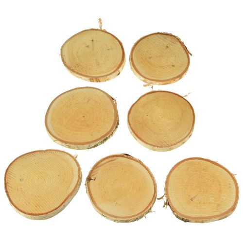 Floristik24 Wooden discs with bark birch disc natural Ø9-10cm 7 pcs