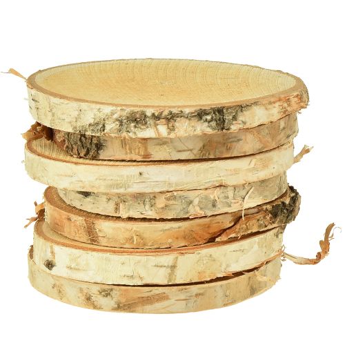 Wooden discs with bark birch disc natural Ø9-10cm 7 pcs