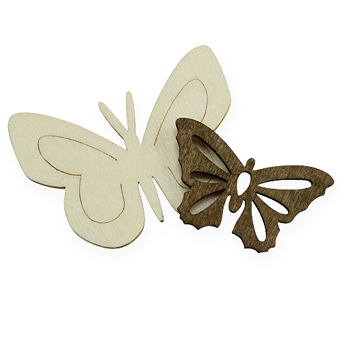 Product Wooden butterflies natural 4cm 72pcs