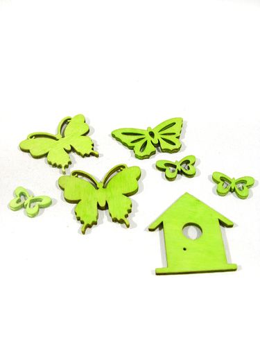Floristik24 Wooden assortment butterfly bird house green 60pcs