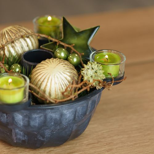 Floristik24 Wooden stars Christmas decoration scatter decoration green gloss Ø5cm 8 pcs