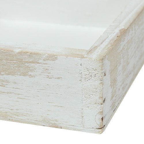 Product Mini wooden tray white 12cm x 12cm x 3cm