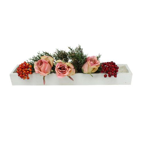 Floristik24 Wooden box with foil white 50cm x 9cm x 6cm