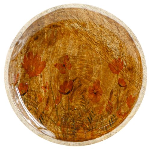Wooden Plate Flowers Butterfly Natural Pink Ø15cm 3pcs