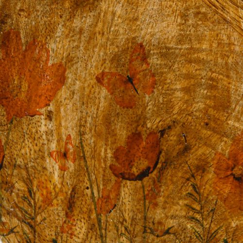 Product Wooden Plate Flowers Butterfly Natural Pink Ø15cm 3pcs