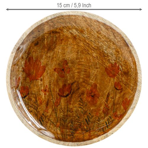 Product Wooden Plate Flowers Butterfly Natural Pink Ø15cm 3pcs