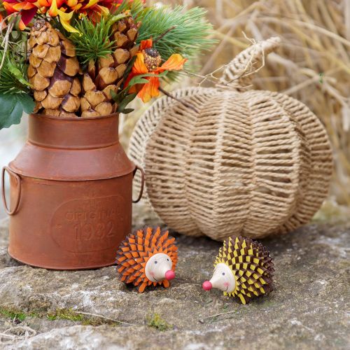 Product Hedgehog decoration wooden figure autumn orange yellow 8×7×6cm 4 pieces