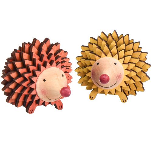 Floristik24 Hedgehog decoration wooden figure autumn orange yellow 8×7×6cm 4 pieces