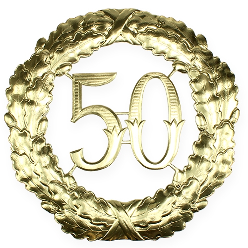 Floristik24 Anniversary number 50 in gold Ø40cm