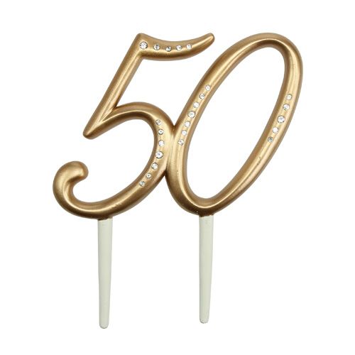 Floristik24 Anniversary number "50" to stick gold 15.5cm