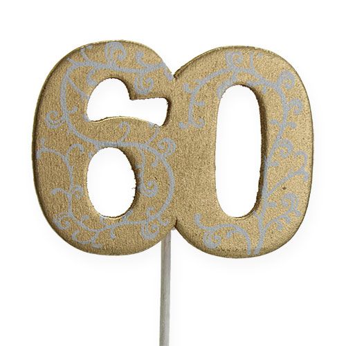 Number "60" to stick wood gold 36pcs